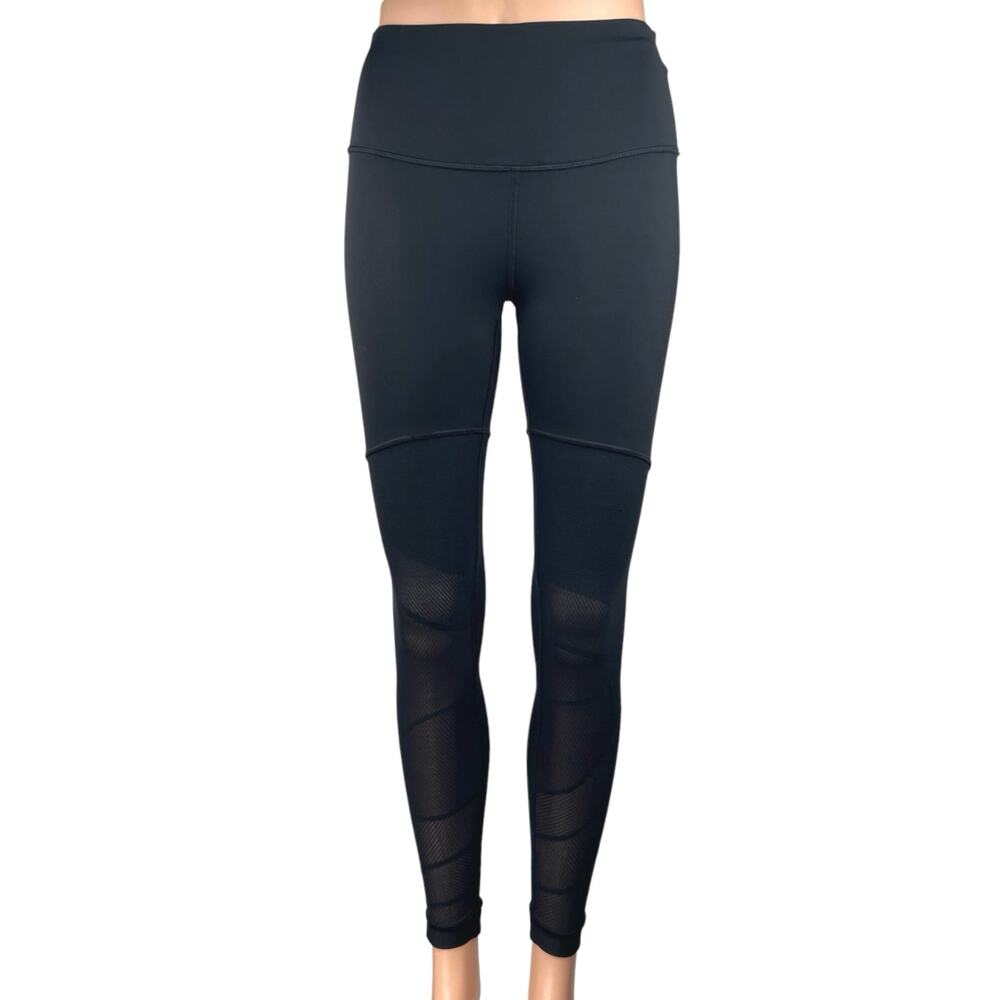 Lululemon Sheer Will HR Black Skinny Mid Rise Athletic Tight Leggings Pants 4